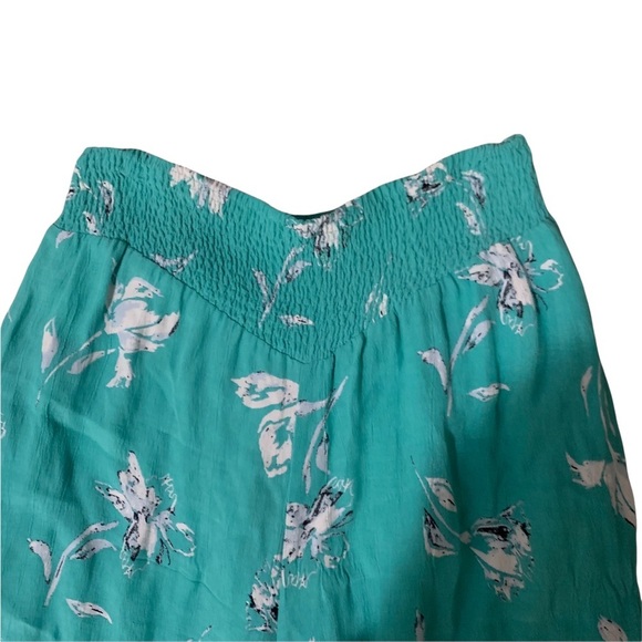Free People Turquoise Smocked Floral Flowy Pants XS - Picture 4 of 4